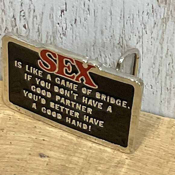 Sexy Humor Belt Buckle Mens Sex Bridge Partners and Good Hands - Picture 4 of 5